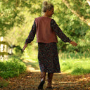 Robe Adélaïde — Velours milleraies bleu paon fleuri
