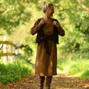 Robe Adélaïde — Seersucker vichy miel & chocolat