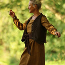 Robe Adélaïde — Seersucker vichy miel & chocolat