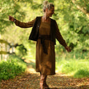 Robe Adélaïde — Seersucker vichy miel & chocolat