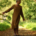 Robe Adélaïde — Seersucker vichy miel & chocolat