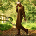 Robe Adélaïde — Seersucker vichy miel & chocolat