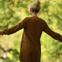 Robe Adélaïde — Seersucker vichy miel & chocolat