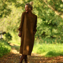 Robe Adélaïde — Seersucker vichy miel & chocolat