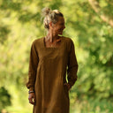 Robe Adélaïde — Seersucker vichy miel & chocolat