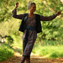 Robe Adélaïde — Coton imprimé Prairie cuivrée