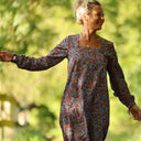 Robe Adélaïde — Coton imprimé Prairie cuivrée