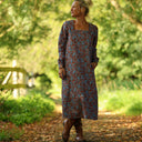 Robe Adélaïde — Coton imprimé Prairie cuivrée