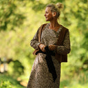 Robe Adélaïde — Velours milleraies léopard sable