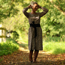Robe Adélaïde — Velours milleraies léopard sable