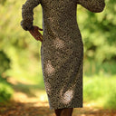 Robe Adélaïde — Velours milleraies léopard sable