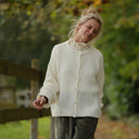 Gilet col rond Armance — mohair ivoire