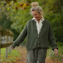 Gilet col rond Armance — mohair kaki