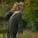 Gilet col rond Armance — mohair kaki