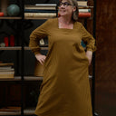 Robe Adélaïde — Seersucker vichy miel & chocolat