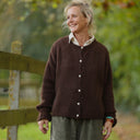 Gilet col rond Armance — mohair chocolat