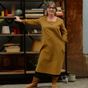 Robe Adélaïde — Seersucker vichy miel & chocolat