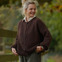 Gilet col rond Armance — mohair chocolat
