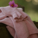 Gilet col rond Armance — mohair rose pâle