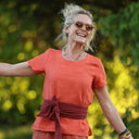 Blouse Emeline en lin orange crépuscule | Quintessence