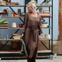 Robe Adélaïde — Viscose & lin chocolat