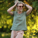 Blouse Emeline en lin vert cactus | Quintessence