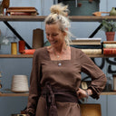 Robe Adélaïde — Viscose & lin chocolat