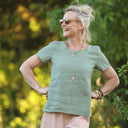 Blouse Emeline en lin vert cactus