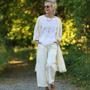 Pantalon Briac Coton/lin/viscose blanc cassé | Quintessence
