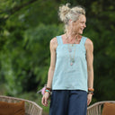 Blouse Florence – Lin chiné bleu doux