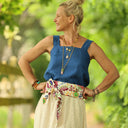 Blouse Florence – Lin bleu majorelle