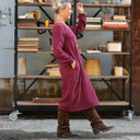 Robe Adélaïde — Double gaze de coton lie de vin
