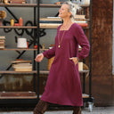 Robe Adélaïde — Double gaze de coton lie de vin