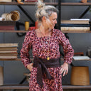 Robe Adélaïde — Velours milleraies terre de rose