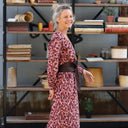 Robe Adélaïde — Velours milleraies terre de rose