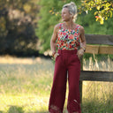 Pantalon femme en coton grenat — Quintessence