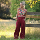 Pantalon femme en coton grenat, vue 2 — Quintessence