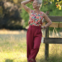 Pantalon femme en coton grenat, vue 4 — Quintessence