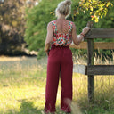 Pantalon femme en coton grenat, vue 5 — Quintessence