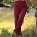 Pantalon femme en coton grenat, vue 6 — Quintessence