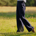 Pantalon femme en coton bleu nuit, vue 5 — Quintessence