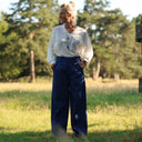 Pantalon femme en coton bleu, vue 6 — Quintessence