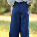 Pantalon femme en coton bleu, vue 8 — Quintessence
