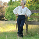 Pantalon femme en coton marine, vue 12 — Quintessence
