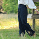Pantalon femme en coton marine, vue 13 — Quintessence