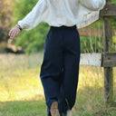 Pantalon femme en coton marine, vue 14 — Quintessence