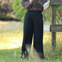 Pantalon femme en coton noire, vue 2 — Quintessence