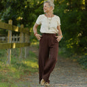 Pantalon Tino - Double gaze de coton chocolat