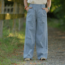 Pantalon Tino - Toile de coton rayé bleu blanc