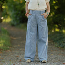 Pantalon Tino - Toile de coton rayé bleu blanc